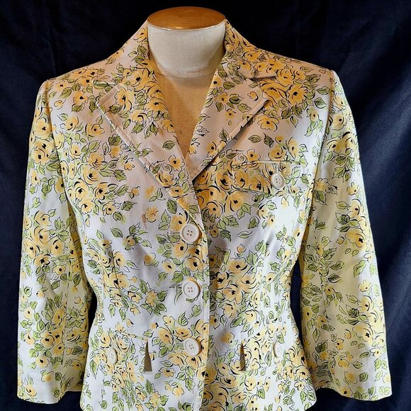 Ann Taylor Jackets & Blazers - Ann Taylor Loft White & Yellow Floral Blazer Jacket Career Size 6